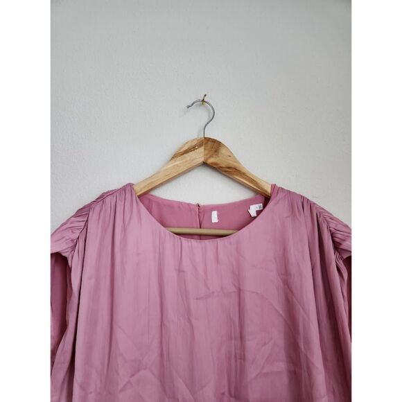 ASTR the Label Pink Pleated Bubble Hem Blouse | Size L - Picture 2 of 6